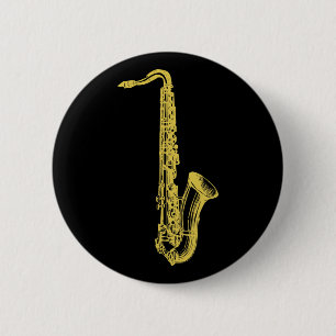 Brass Sax Pinback Button
