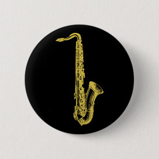Brass Sax Pinback Button