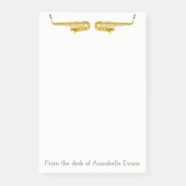 Brass Saxophones Personalize Post-it Notes (Front)