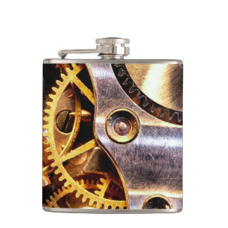 Brass Steampunk Gears Flask Groomsmen Gift