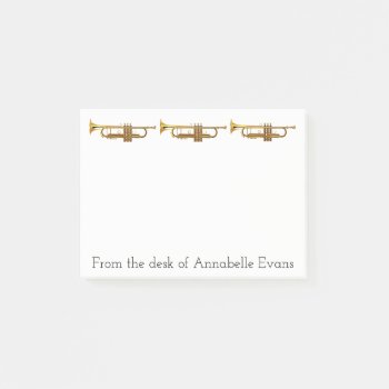 Brass Trumpets Personalize Post-it Notes by BarbeeAnne at Zazzle