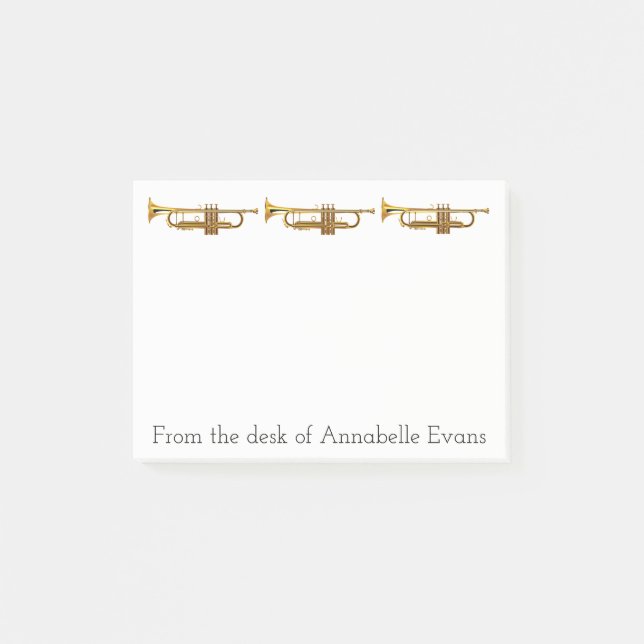 Brass Trumpets Personalize Post-it Notes (Front)