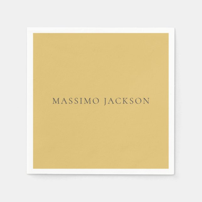 Brass Yellow Minimalist Plain Modern Aesthetic Napkins (Front)