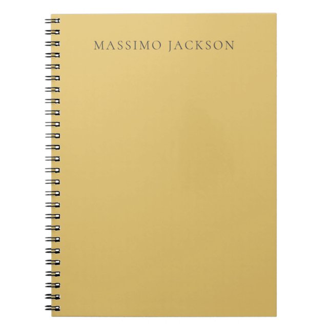 Brass Yellow Minimalist Plain Modern Aesthetic Notebook (Front)