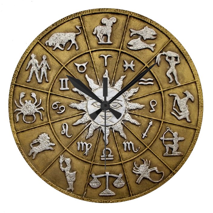 Brass Zodiac Wheel Large Clock | Zazzle.com