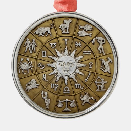 Brass Zodiac Wheel Metal Ornament