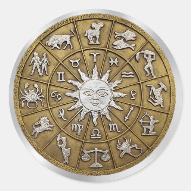 Brass Zodiac Wheel Sticker (Front)
