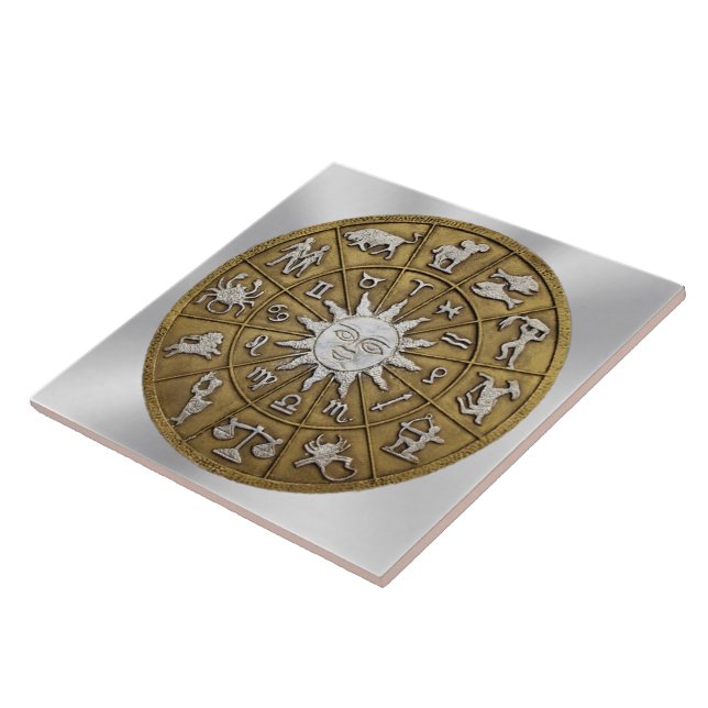 Brass Zodiac Wheel Tile (Side)