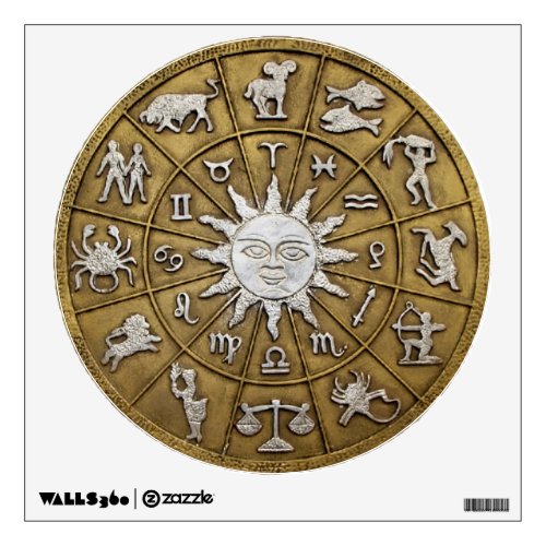 Brass Zodiac Wheel Wall Sticker