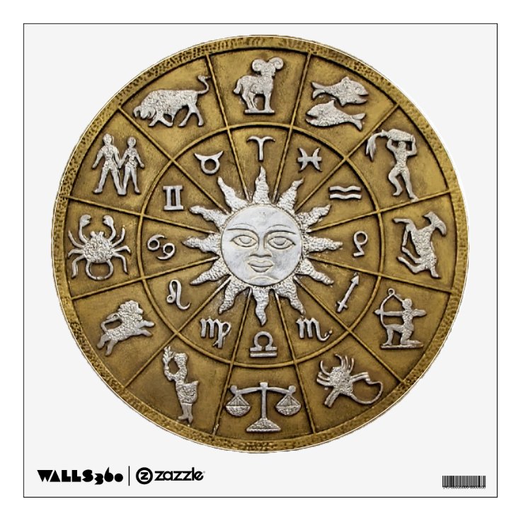 Brass Zodiac Wheel Wall Sticker Zazzle