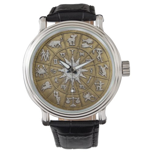 Brass Zodiac Wheel Watch