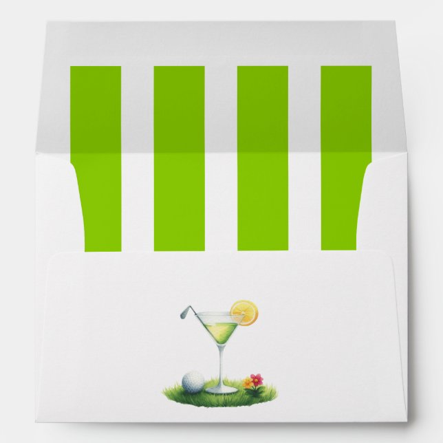 Brat Green Preppy Country Club Martini Golf Envelope (Back (Bottom))