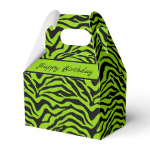 Brat green zebra print favor boxes