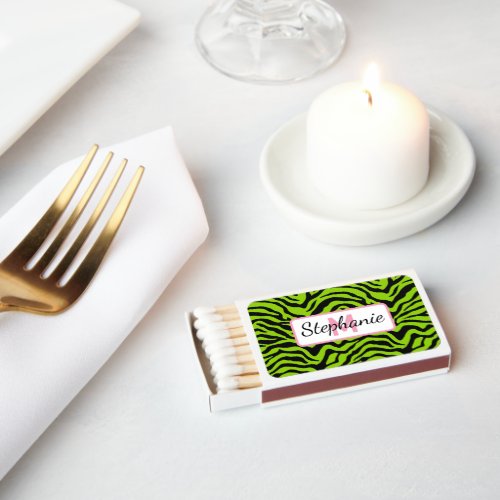 Brat green Zebra print Matchboxes