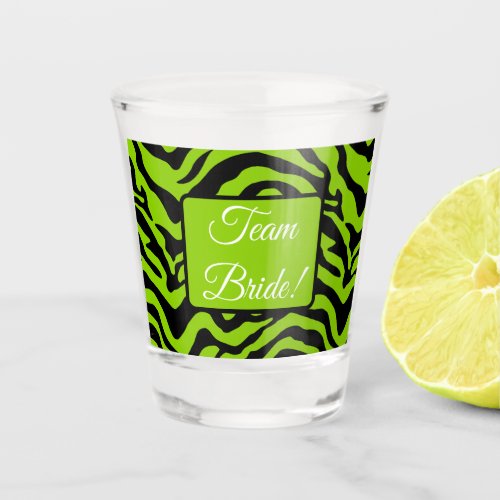 Brat green zebra print  shot glass