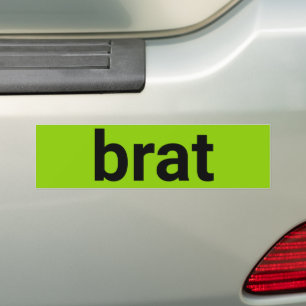 Brat modern typography black lime green cool bumper sticker