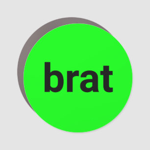 Brat modern typography black neon green cool car magnet