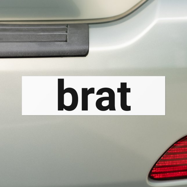 Brat modern typography funny cool black white bumper sticker (On Car)