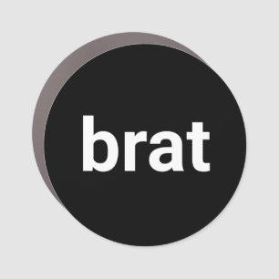 Brat modern typography funny cool white black car magnet