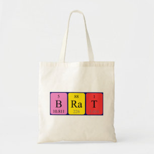 Brat periodic table name tote bag