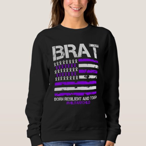 Brat Purple Up American Flag April Military Child  Sweatshirt