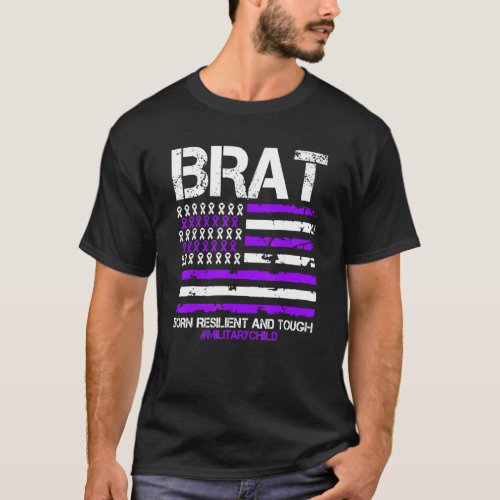 Brat Purple Up American Flag April Military Child  T_Shirt