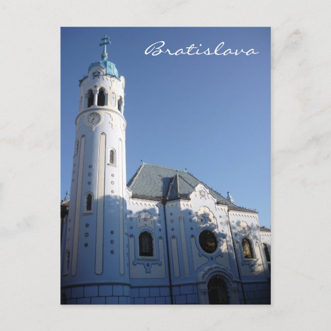 bratislava blue church sun postcard (Front)