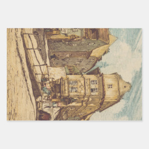 Bratislava by Richard Lux Century Colored Etching Wrapping Paper Sheets