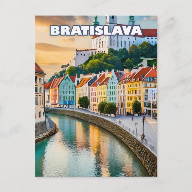 Bratislava, pearl nestled on the banks of the Danu Postcard (Front)