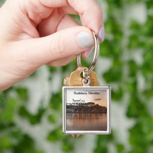 BRATISLAVA, SLOVAKIA CASTLE DANUBE RIVER KEYCHAIN (Hand)