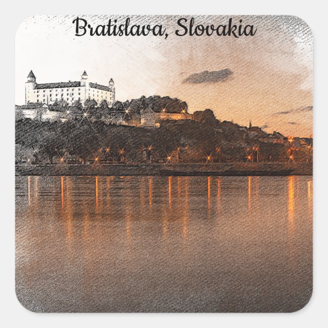 BRATISLAVA, SLOVAKIA CASTLE DANUBE RIVER SQUARE STICKER (Front)