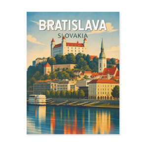 Bratislava Slovakia Illustration Travel Art Retro Postcard