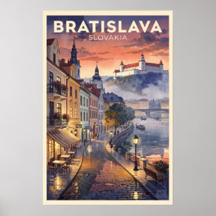 Bratislava Slovakia Vintage Travel Poster