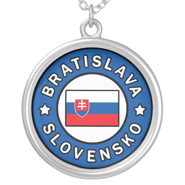 Bratislava Slovensko Silver Plated Necklace (Front)