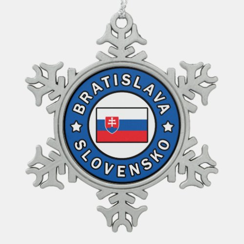 Bratislava Slovensko Snowflake Pewter Christmas Ornament