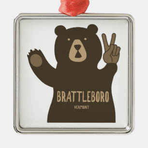 Brattleboro Vermont Peace Bear Metal Ornament