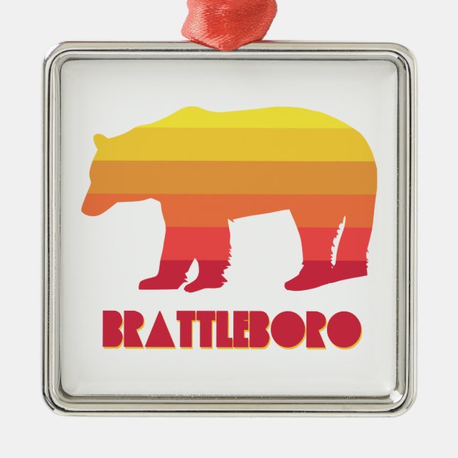 Brattleboro Vermont Rainbow Bear Metal Ornament (Front)