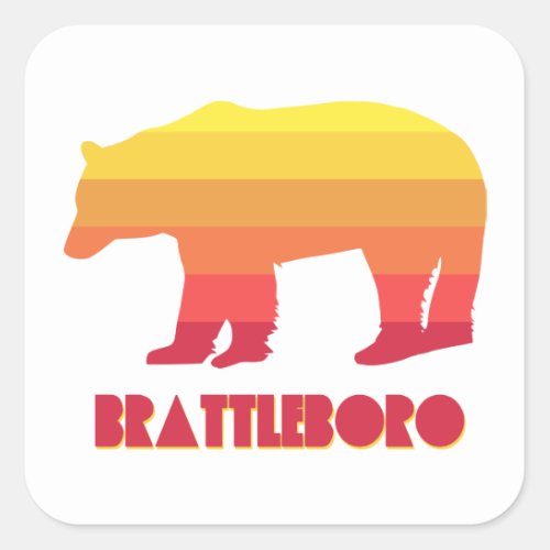 Brattleboro Vermont Rainbow Bear Square Sticker
