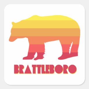 Brattleboro Vermont Rainbow Bear Square Sticker