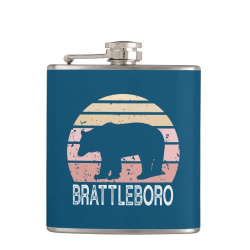 Brattleboro Vermont Retro Bear Flask
