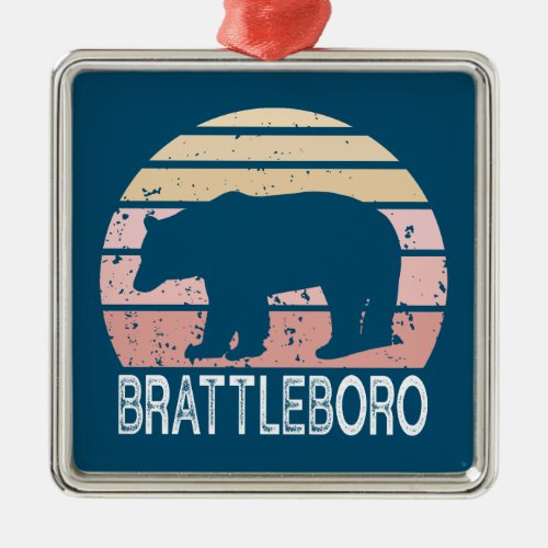 Brattleboro Vermont Retro Bear Metal Ornament