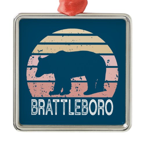 Brattleboro Vermont Retro Bear Metal Ornament