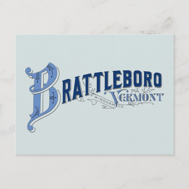 Brattleboro, Vermont, Windham County 1896 Logo Pos Postcard (Front)