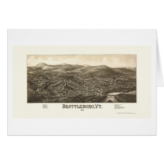 Brattleboro, VT Panoramic Map - 1886 Cards (Front Horizontal)