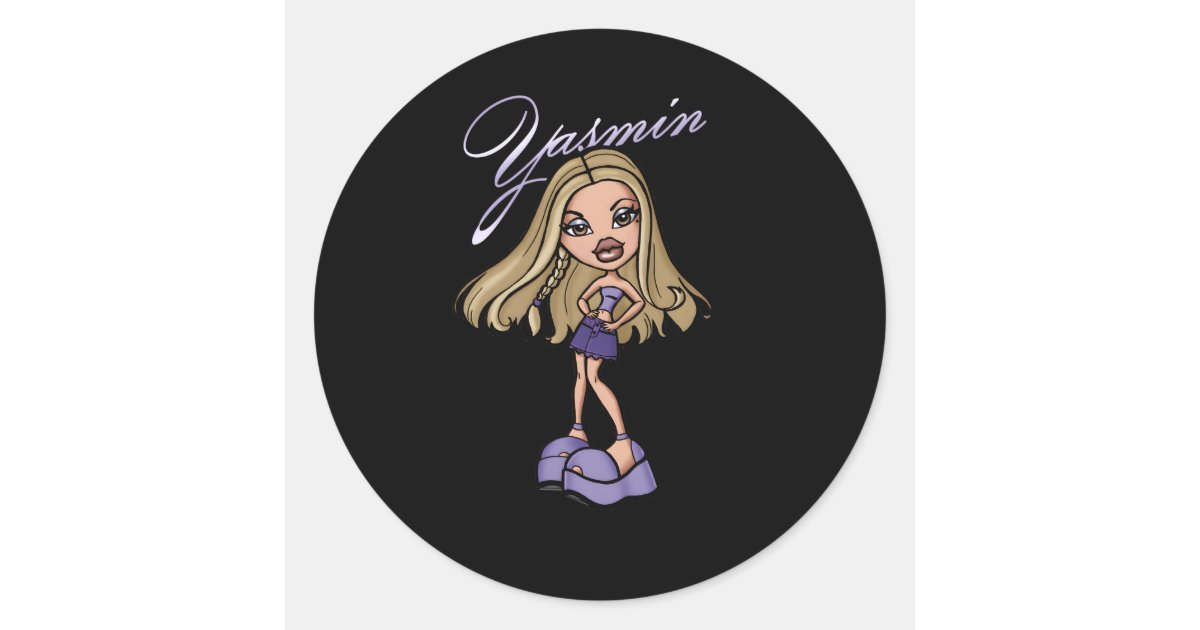 bratz-yasmin-floral-portrait-classic-round-sticker-zazzle