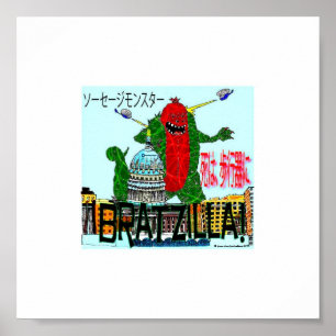 Bratzilla Destroys Madison Wisconsin Poster