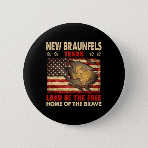 Braunfels Texas Usa Flag 4th Of July  Button