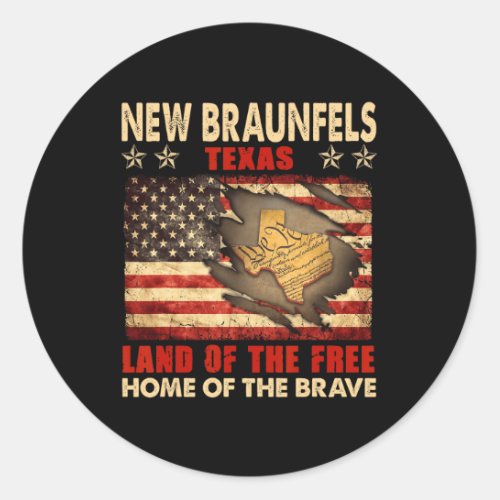 Braunfels Texas Usa Flag 4th Of July  Classic Round Sticker