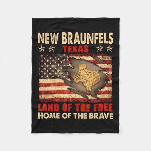 Braunfels Texas Usa Flag 4th Of July  Fleece Blanket