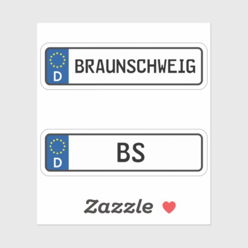 Braunschweig kennzeichen German Car License Plate Sticker